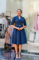 Elegant navy blue official skater dress